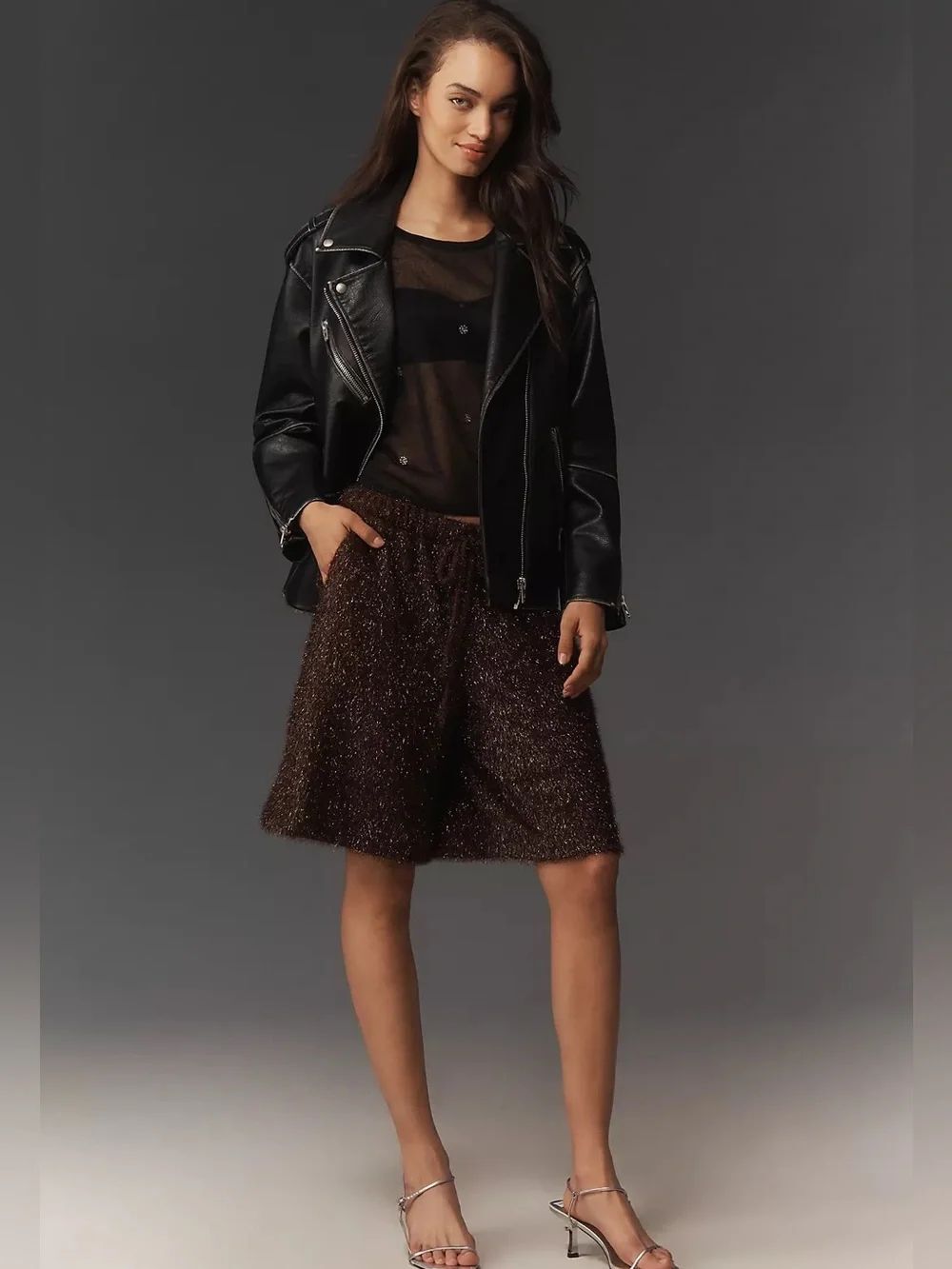 Anthropologie Maeve Tinsel High Rise Long Shorts NWT